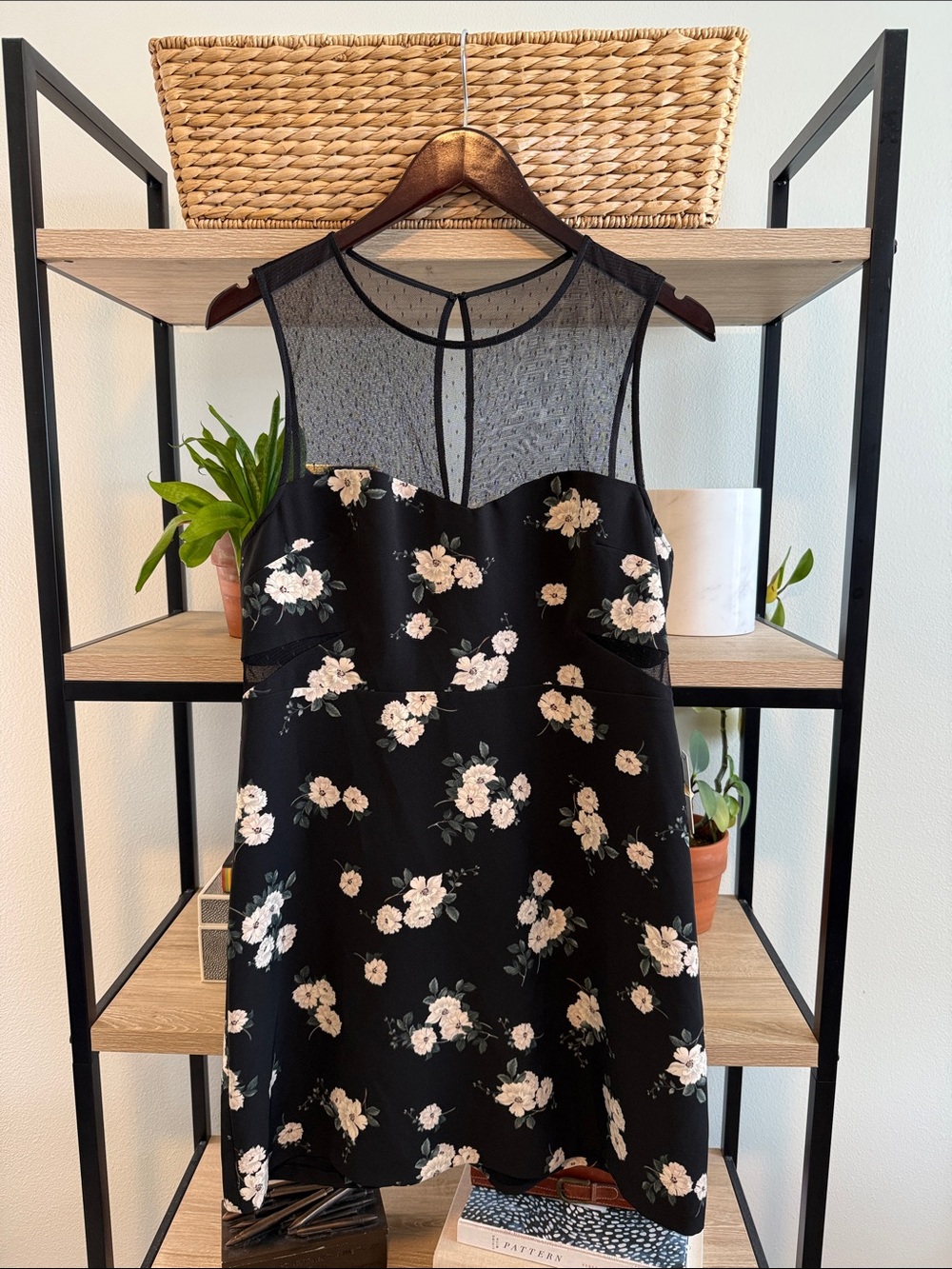 NWT Express Flower Mesh Lace Printed Woven Dress, 14